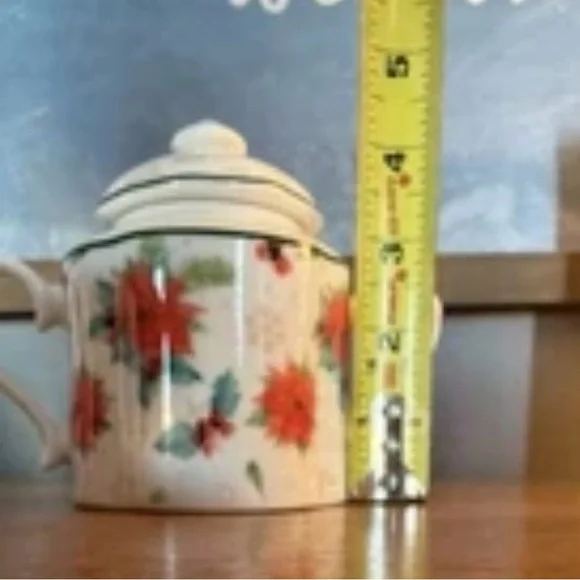 Christmas Poinsettia Mini Tea Set Creamer Sugar Bowl Cup Saucer Holiday China - Picture 3 of 7